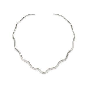 Sterling Silver Wavy V-Neck Collar Necklace (14 Inches)